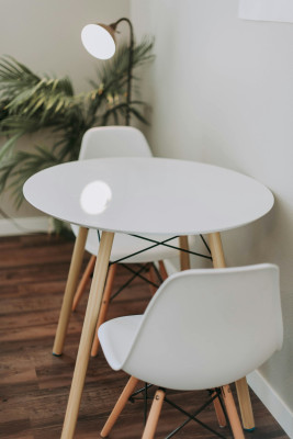 Wooden dining table seats 6, solid oak