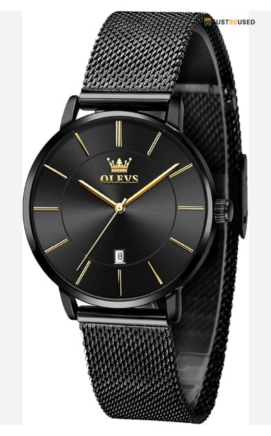 Royal Black Classic Leather Strap Watch