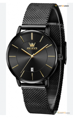 Royal Black Classic Leather Strap Watch